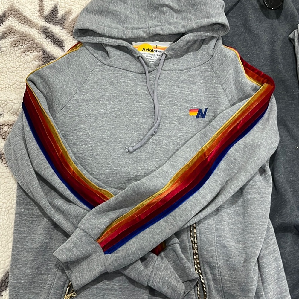 Aviator Nation Velvet Stripe Hoodie